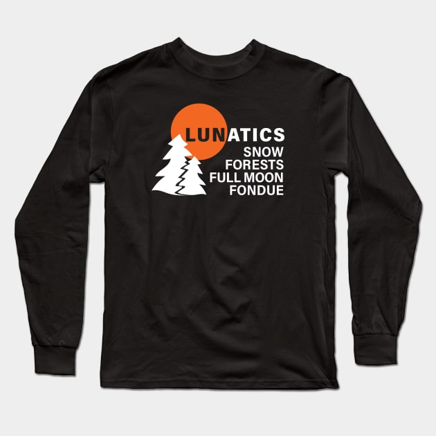 Lunatics Full Moon in the Snow Long Sleeve T-Shirt by AntiqueImages